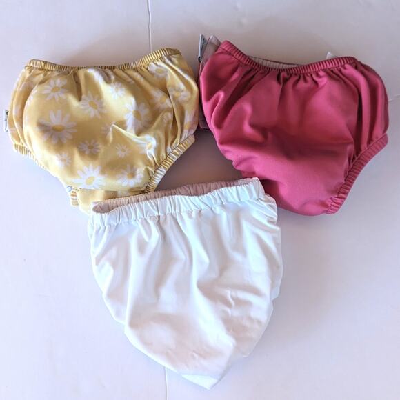 Green Sprouts Swim Diaper Cover Baby Girls Sz 12-18m Daisy Pink White - Picture 4 of 4